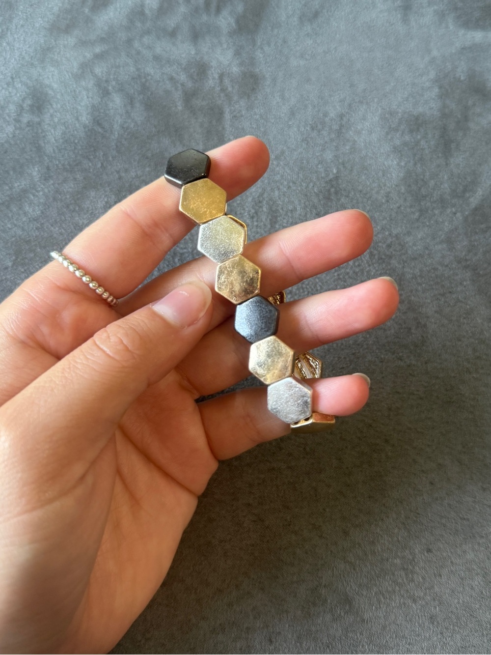Hexagon Link Bracelet in Gold and Silver